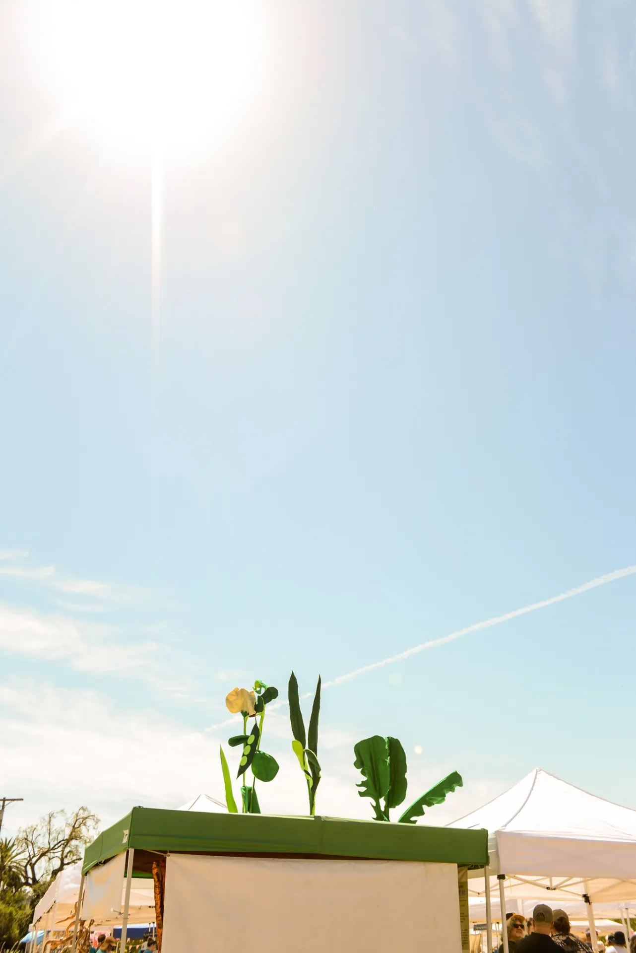 Hot sun over the top of a booth