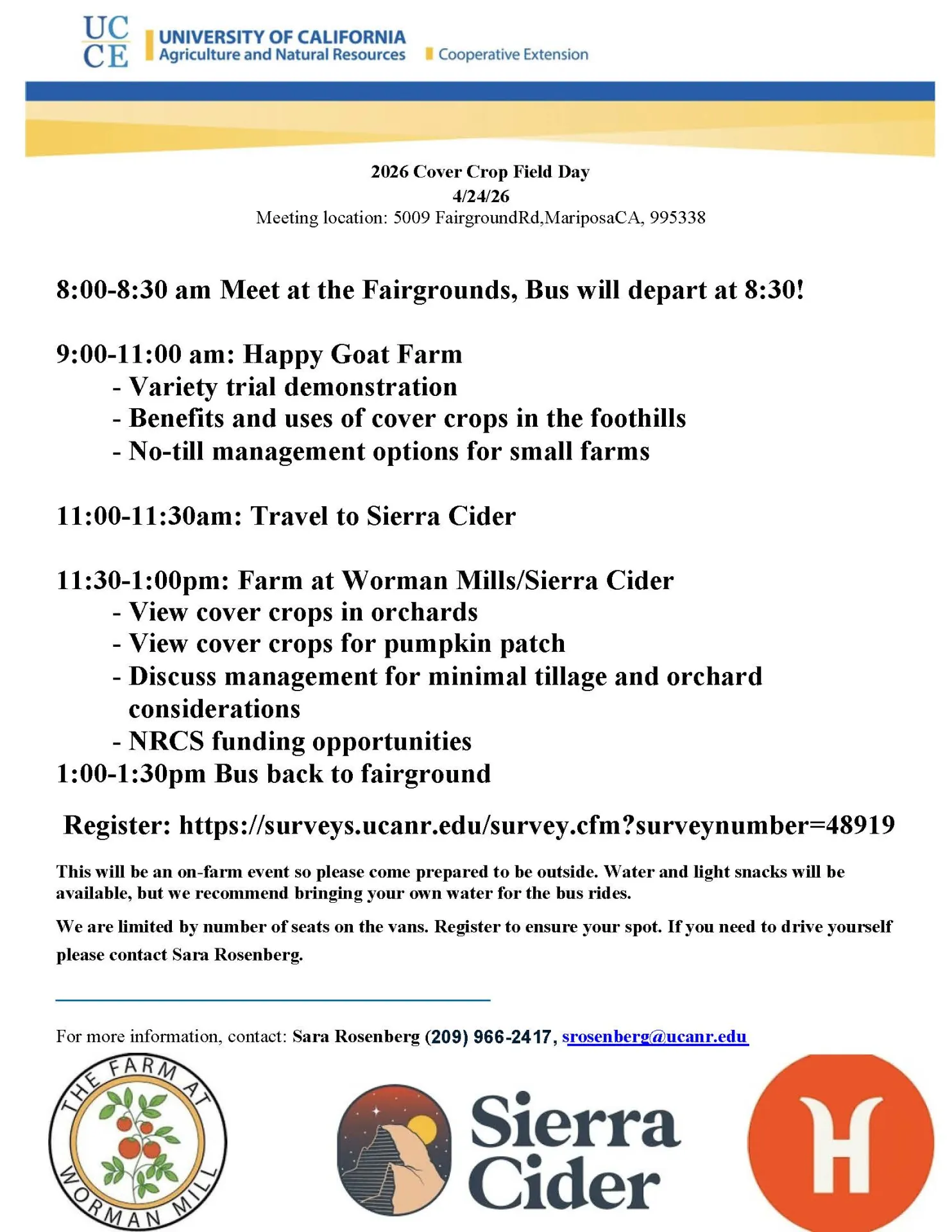 Cover Crop Field Day 2026 schedule