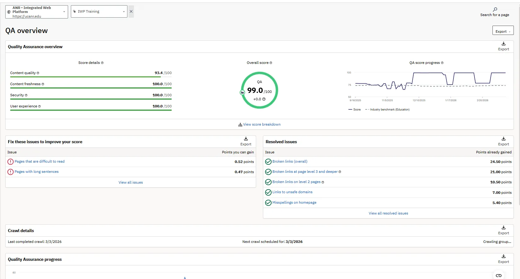 Quality Assurance overview