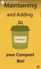 Orange background with text and a compost can