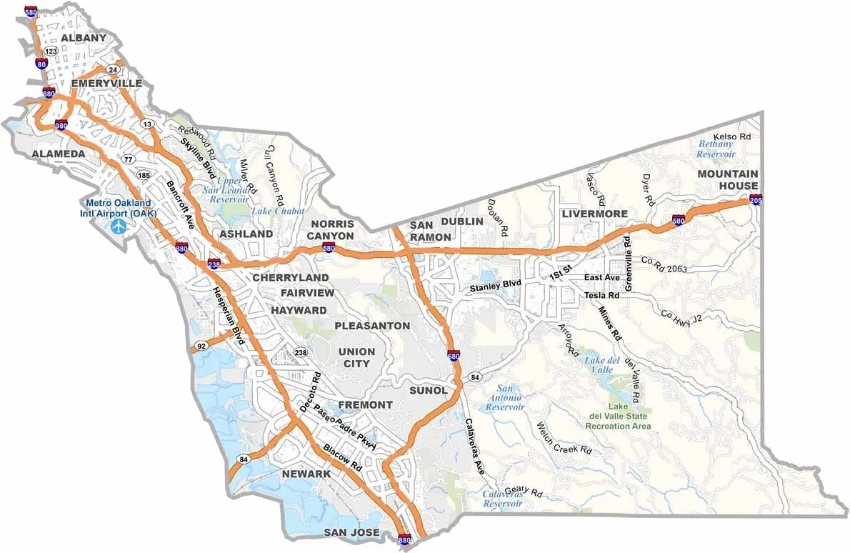 Alameda County Map with cities