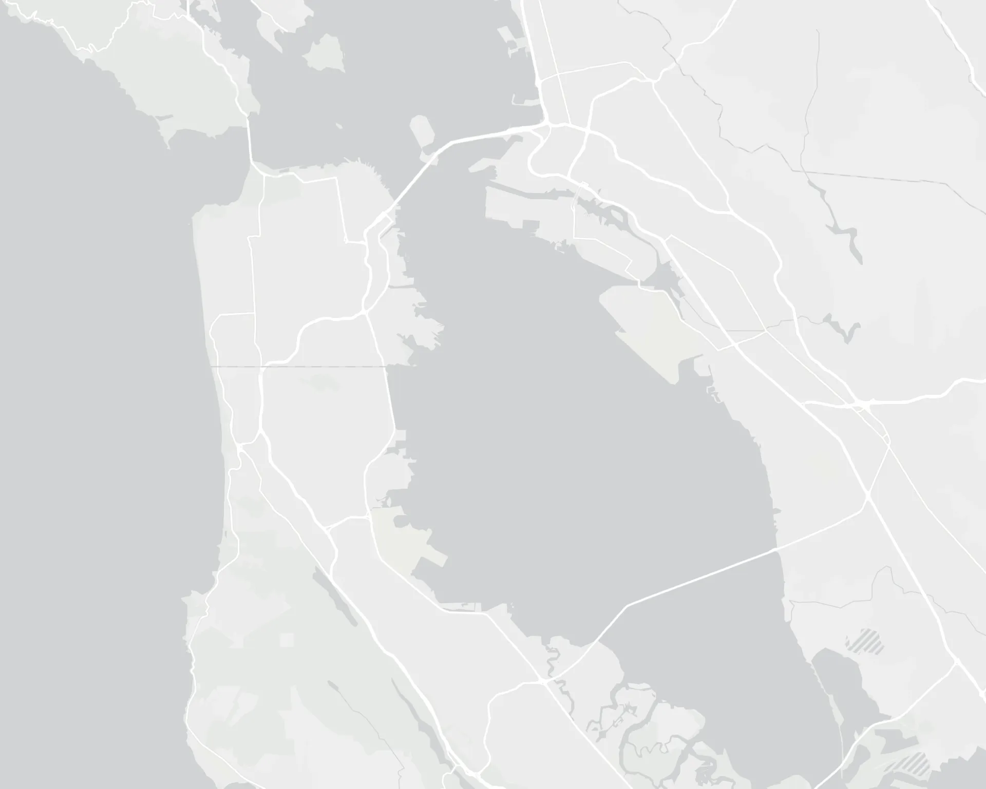 Light Gray Canvas Basemap zoomed into San Francisco Bay Area