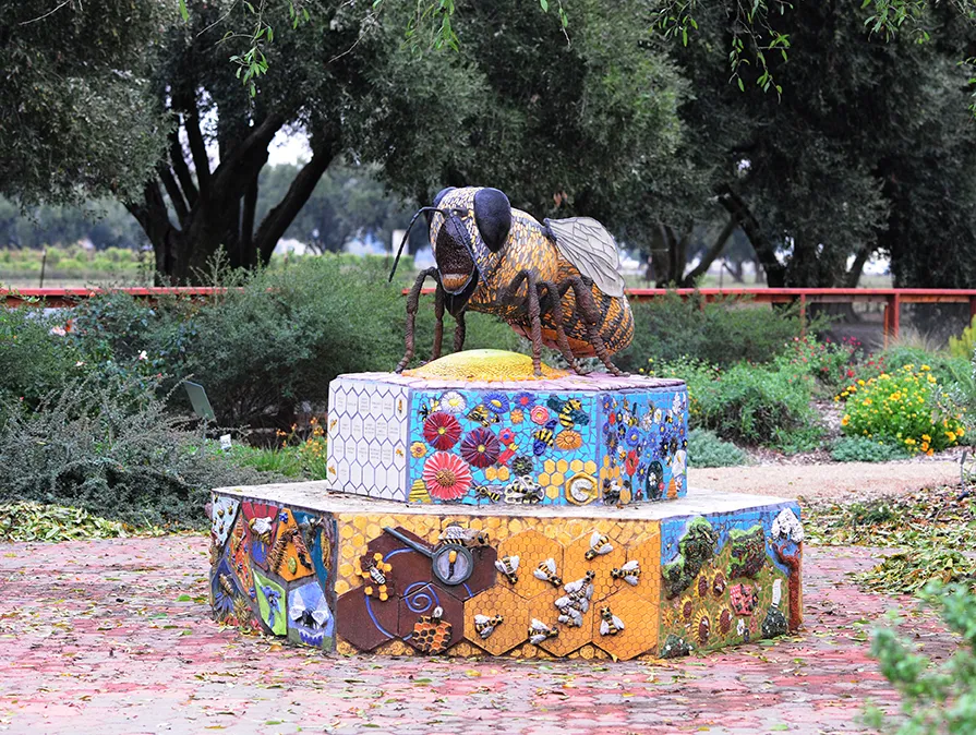 Bee sculpture at UC Davis Bee Haven