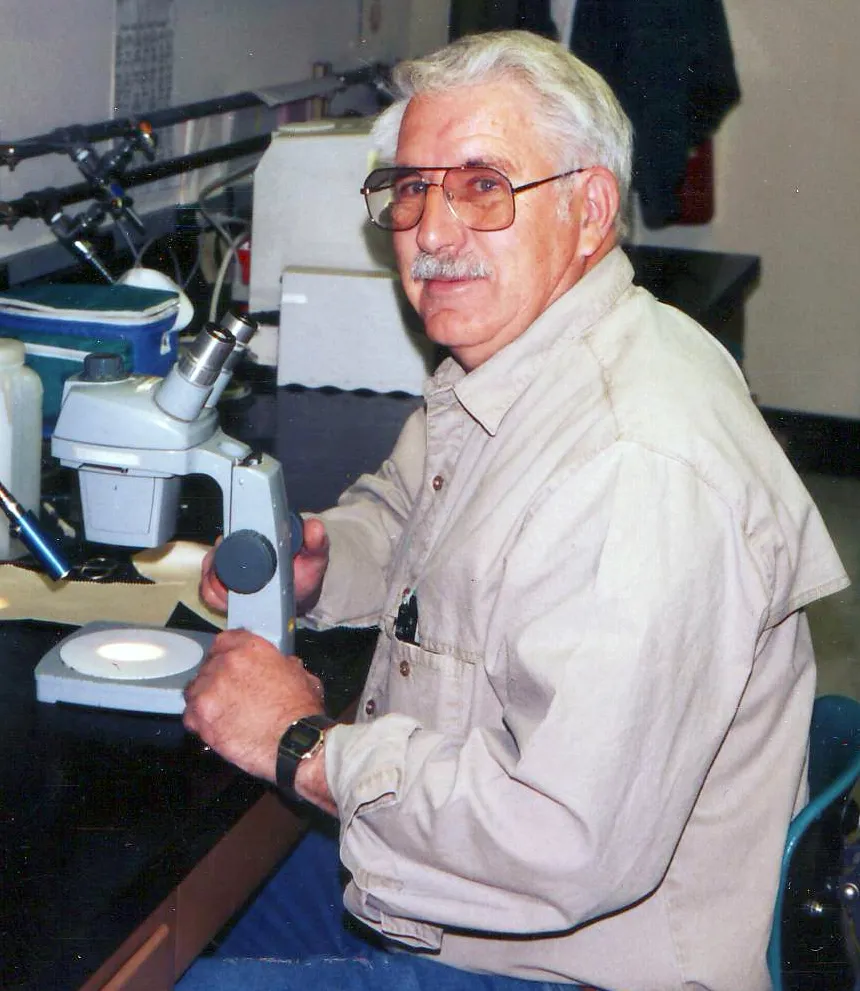 Senior staff research associate Marvin Kinsey built the first roach racetrack.