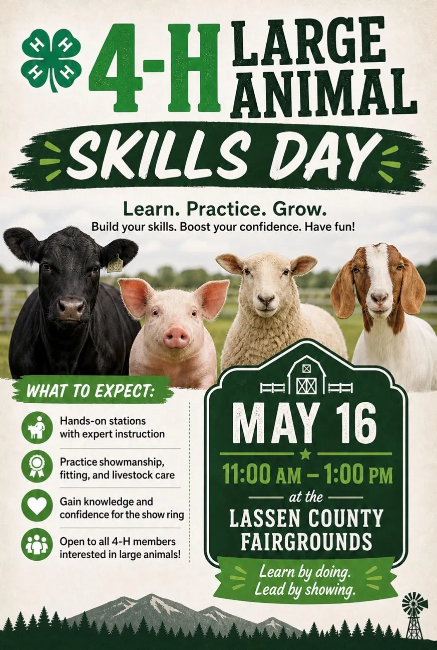 Large Animal Skills Day May 16, 11am-1pm, LC Fairgrounds