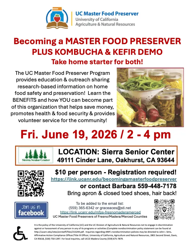 Becoming a Master Food Preserver, Kefir & Kombucha Oakhurst