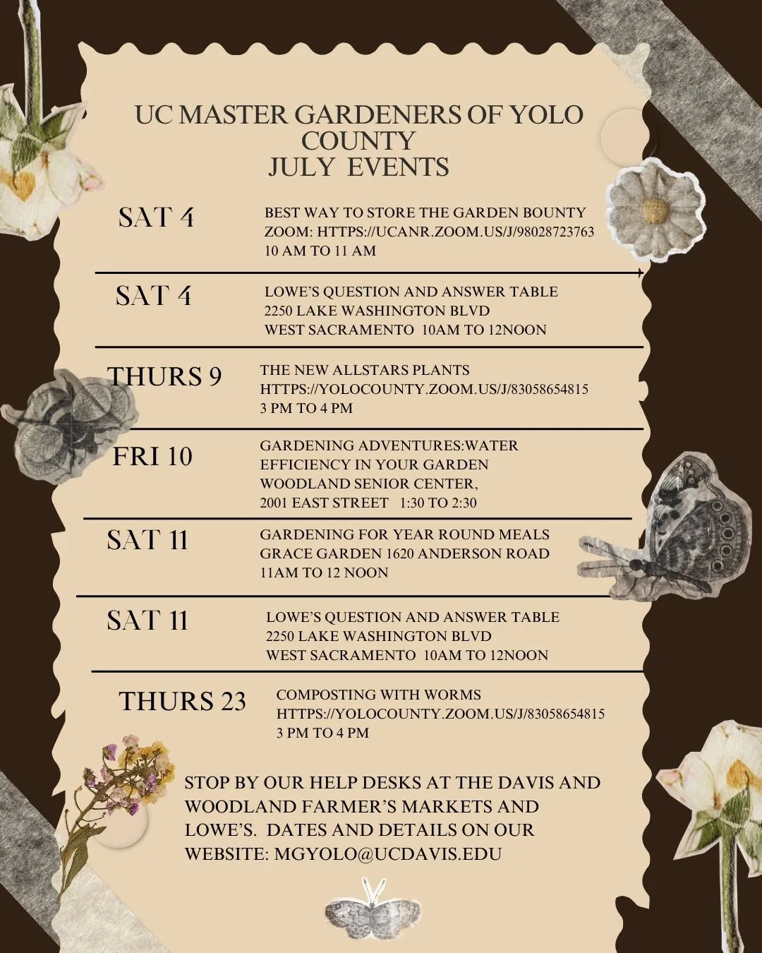 Events Calendar in Brown Vintage style