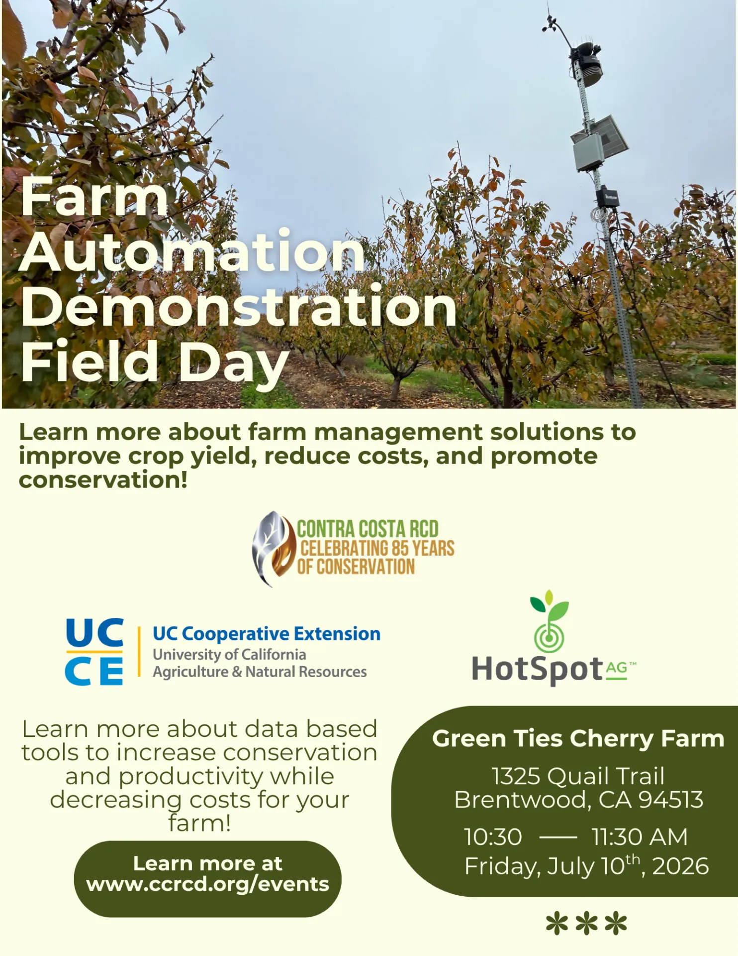 Flyer for Farm Automation Demonstration Field Day