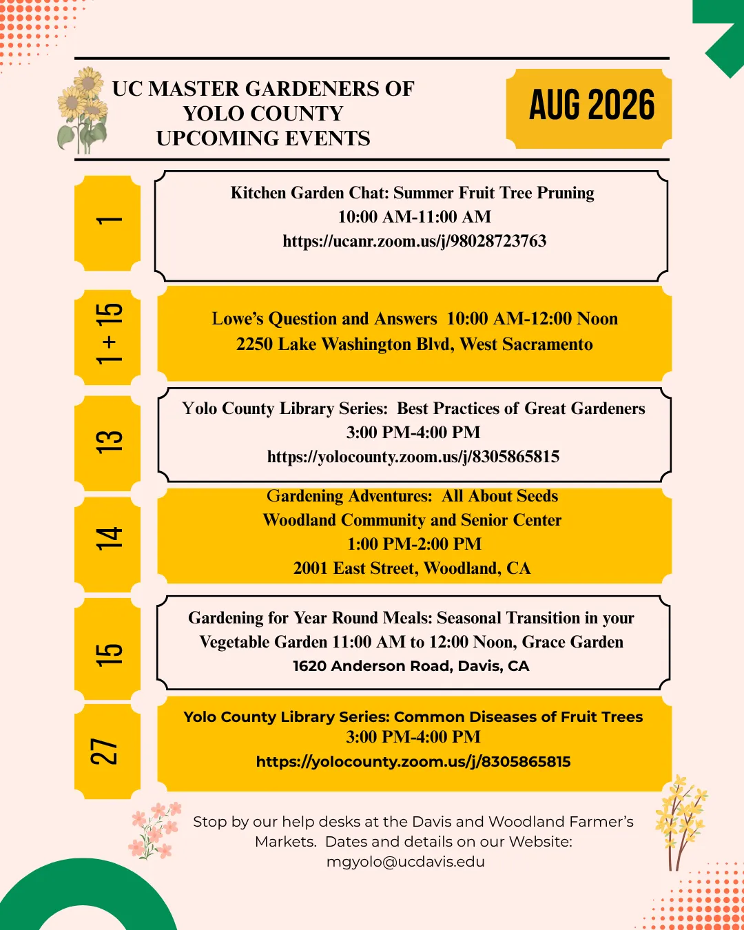 peach and orange blocks alternated for each event for August 2026
