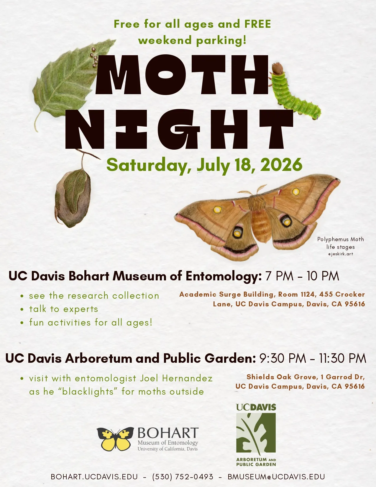 The Bohart Museum's Moth Night flyer.
