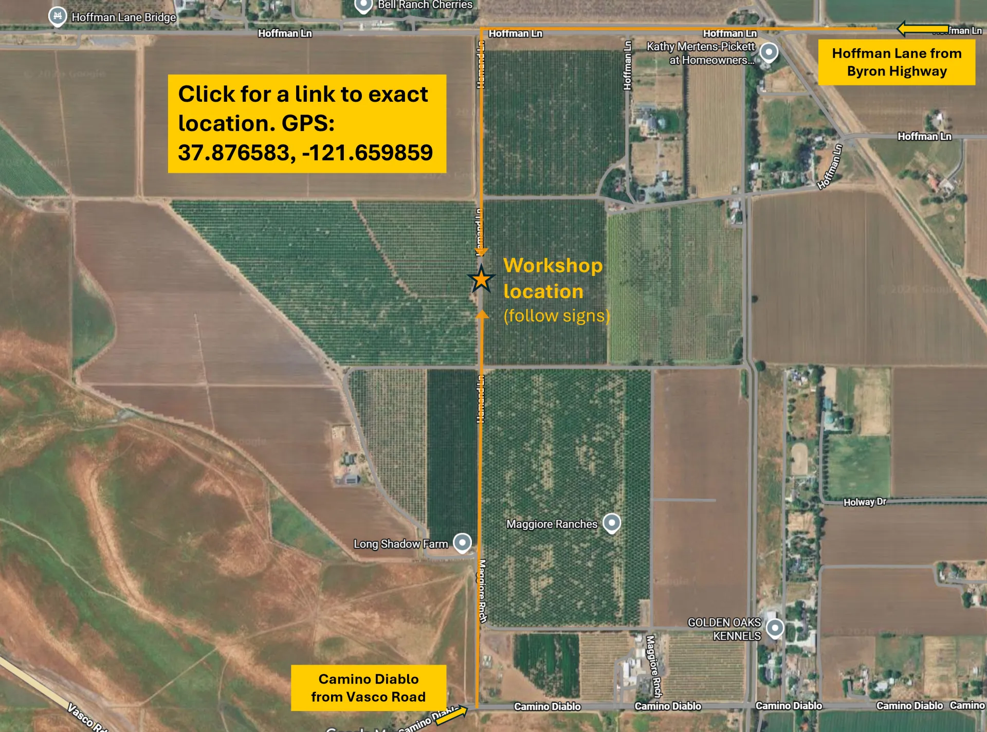 Map to workshop site with hyperlink