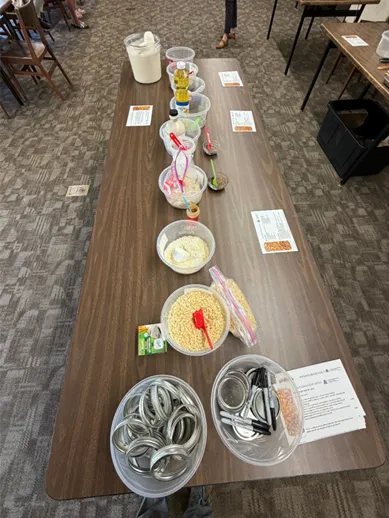 table with pasta and grains at Ready Set Grow