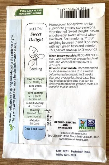 back side of a seed package