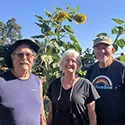 Tom Hansen, Jenny Marr, and Tom Gagne, the hosts of What's growing On in the Demonstration Garden at Patrick Ranch.