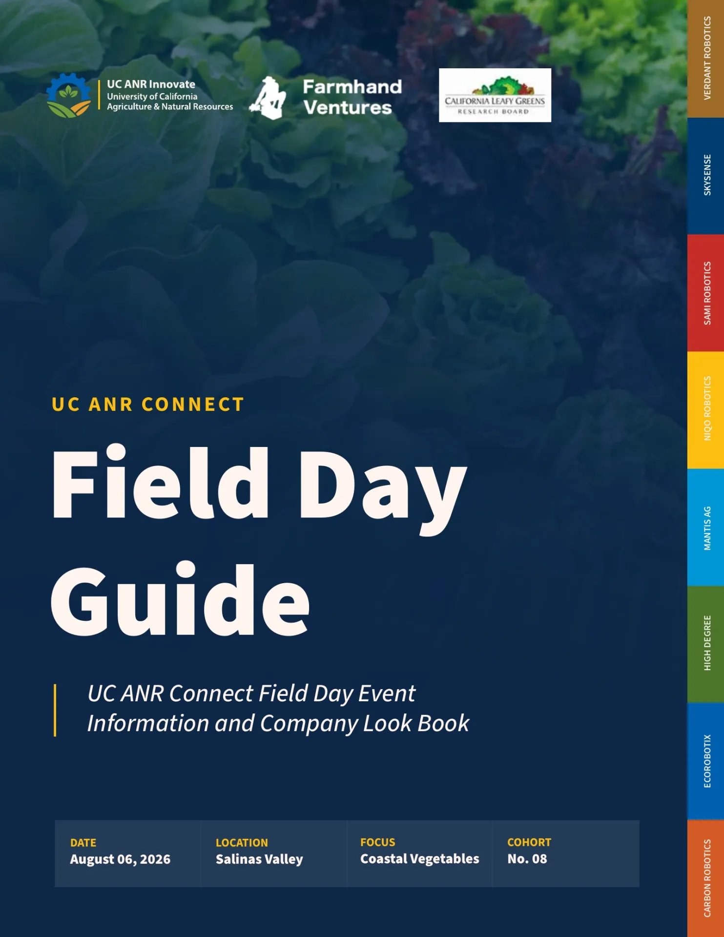 Cover of the 2026 UC ANR Connect Field Day Guide for Salinas Valley, focused on coastal vegetables.