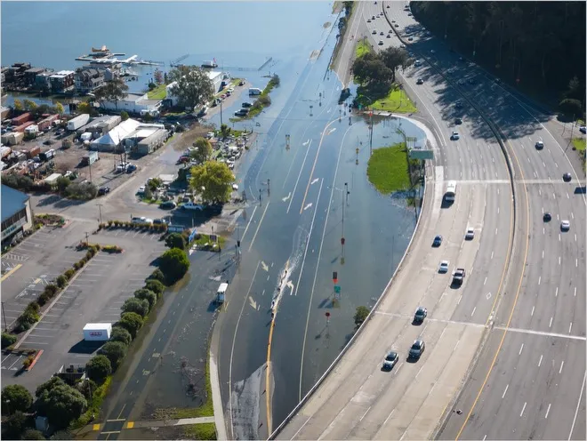 King tide flooding in northern California in January 2023