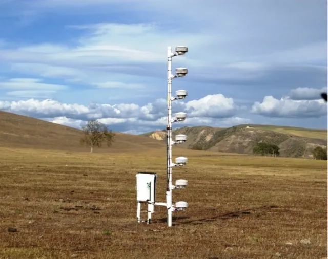 Temperature profile station with sensors at one-foot increments up to eight feet.