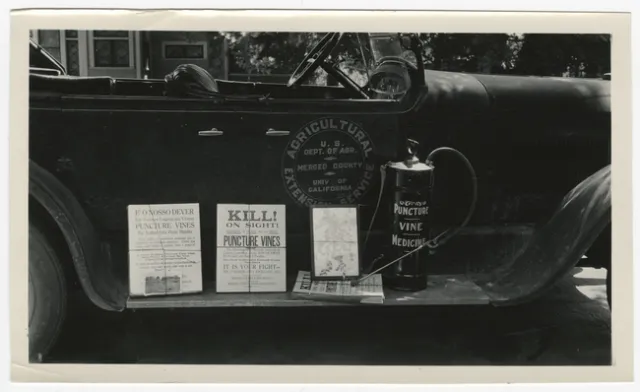 Part of the archive collection, a vintage photo of a UCCE Merced County vehicle.