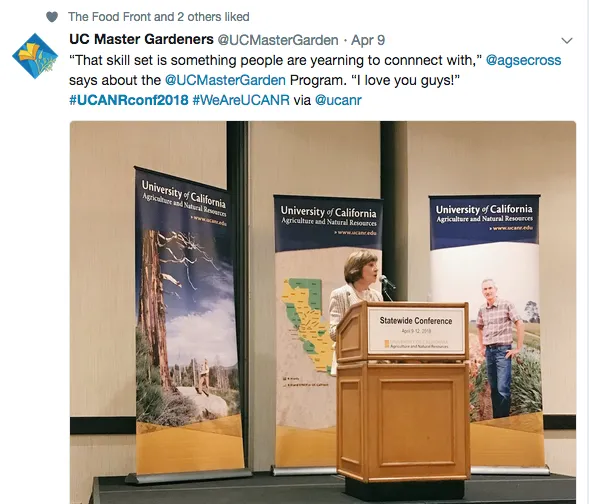 Karen Ross on MG tweet