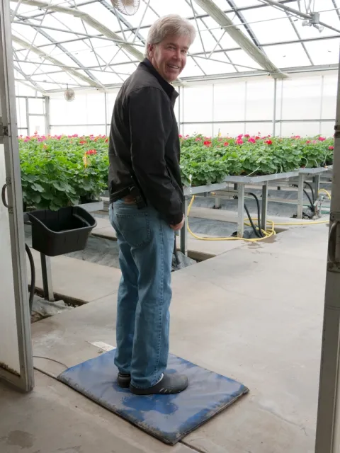 The bottom of shoes can be sanitized if they are free of soil.