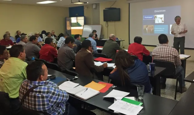 UC ANR vise provost Mark Bell leads a classroom discussion in Guatemala.