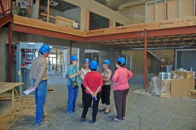Jan Corlett and Shawn Tibor toured the renovated ANR building on Second Street with Sherrell-Cline Richmond, Connie Schneider, Joyce Strand and Susan Donohue to discuss plans for shared storage and work space in July 2013