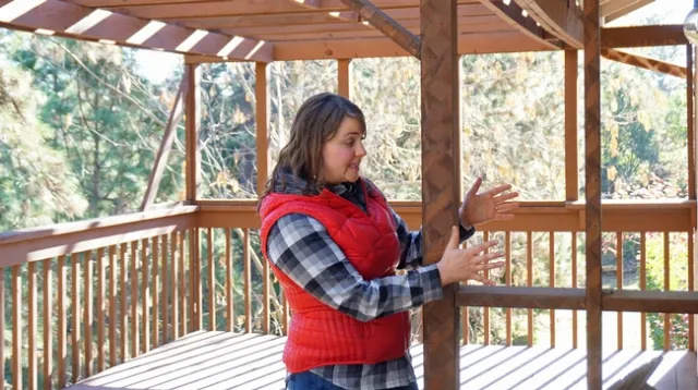 The railing and both sides of the siding on the deck were covered in wooden lattice by the previous homeowners. Wilkin and Johnston found a squirrel cache between the layers of lattice, with acorns, pinecones, needles and other dry plant debris. “It was the perfect place to start a fire,” Wilkin said.