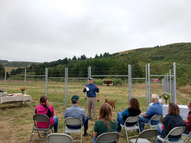 Attendees commemorated Hank Sciaroni's legacy with speeches. Fred Crowder, San Mateo County Agricultural Commissioner, was one of the key presenters.