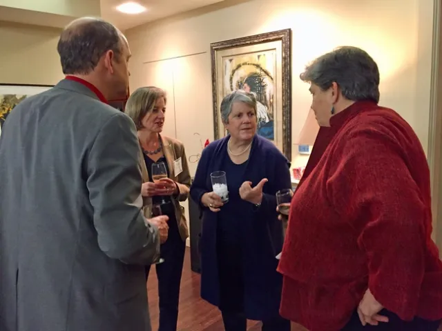From left, David Ackerly, Yana Valachovic, President Napolitano and VP Humiston.