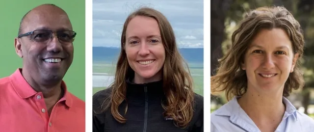 UC ANR welcomes, left to right, Frank McPherson, Carolyn Whitesell and Guila Marino.