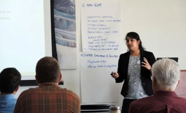 Kripa Jagannathan presentó en el 2016 sus hallazgos acerca de las necesidades de los productores de almendras sobre información climática para poder hacer decisiones a largo plazo.