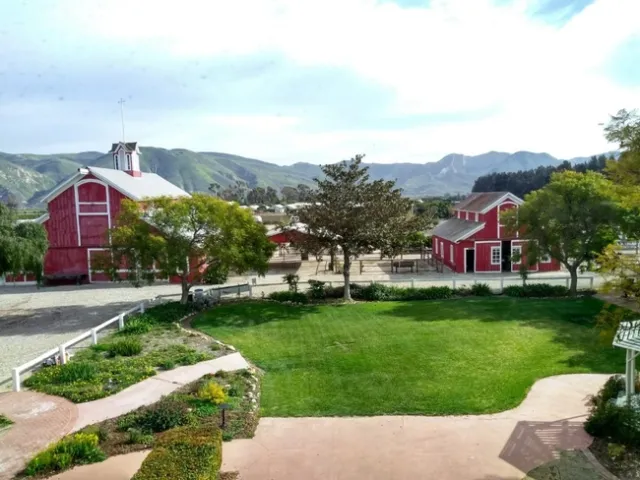 Two barns are on the property, a large 131-year-old, red barn and a smaller barn built in 1982 for a Budweiser commercial.
