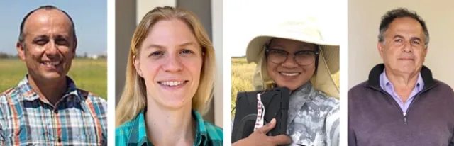 From left, Luis Espino, Elizabeth Karn, Teresa De Leon and Kassim Al-Khatib, co-authors of the Weed Science Society of America award-winning paper.
