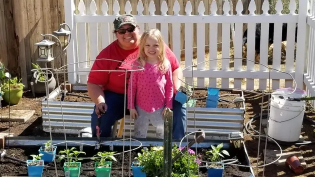 Stephanie Rill and her daughter tended the garden together.