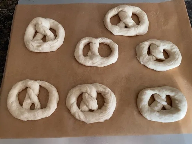Shaped pretzels ready to be baked