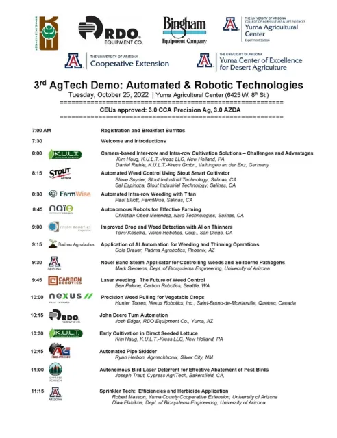 2022 AgTech Field Demo Agenda