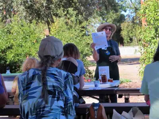 Master Gardener Debbie Blake leading a workshop on honeybees and honey at the Fall 2022 plant sale. F. Moran
