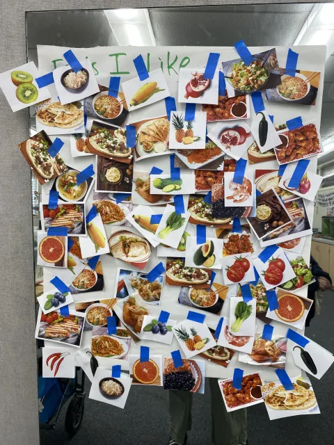 Pictures of healthy foods middle school students enjoy from a lesson activity