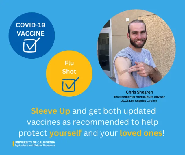 COVID-19. Flu shot. Sleeve UP and get both updated vaccines as recommended to help protect yourself and your loved ones!