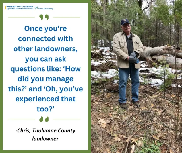 quote with man standing to the right in a forest