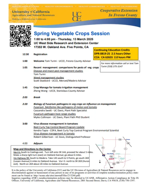 Spring Vegetable Crop Session Flyer