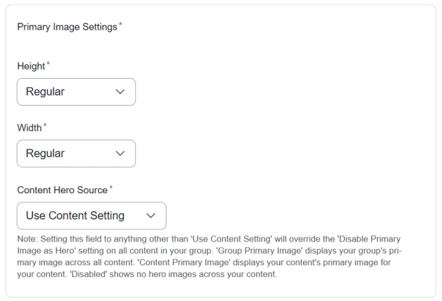 Primary Image Settings