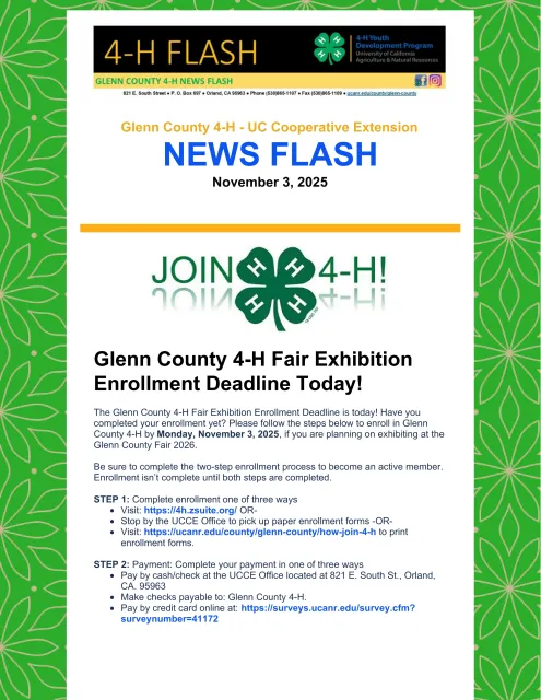 Glenn County 4-H News Flash - November 3, 2025