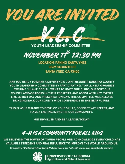 Y.L.C. meeting Nov 11th @ 5:30 PM at the Santa Ynez Equestrian Center