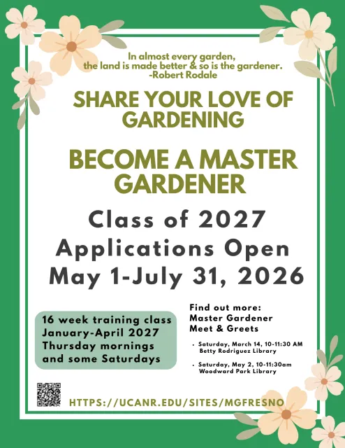 Applications for Fresno County Master Gardeners open May 1, 2026