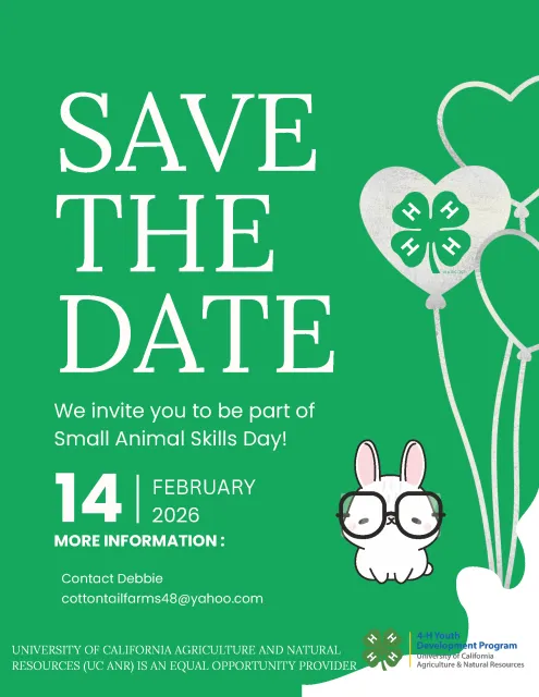 Save the date flyer for Small Animal Skills Day February 14, 2026