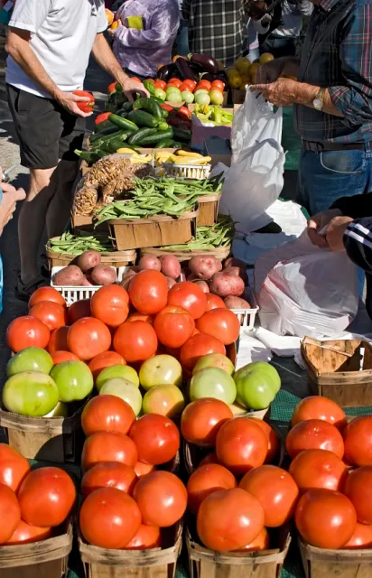 Food being sold at a farmers market