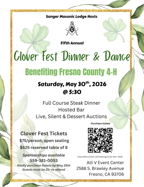 2026 Clover Fest flyer with event details, location and purchasing options