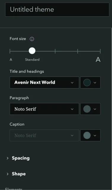 Figure 2: Options to customize fonts in the Theme Builder