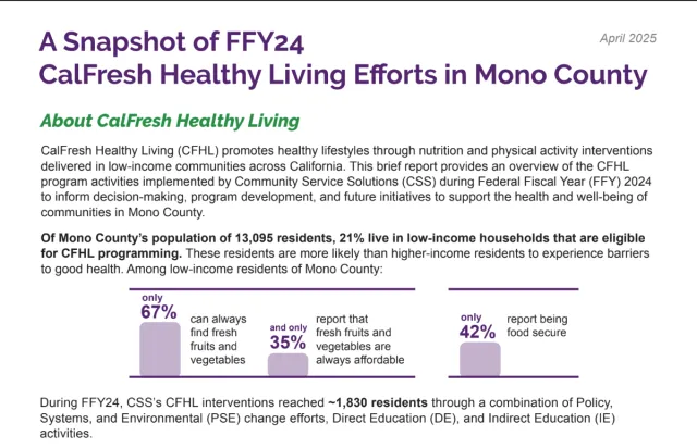 Snapshot of Mono County CalFresh Healthy Living data storytelling toolkit